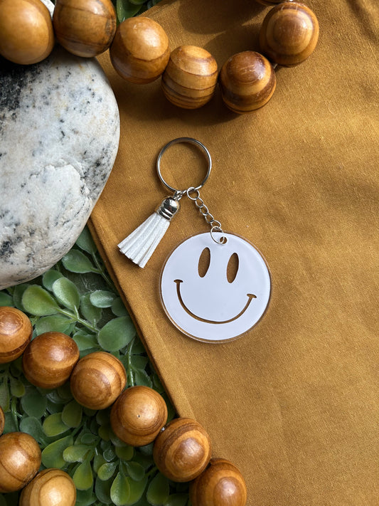 White smiley keychain