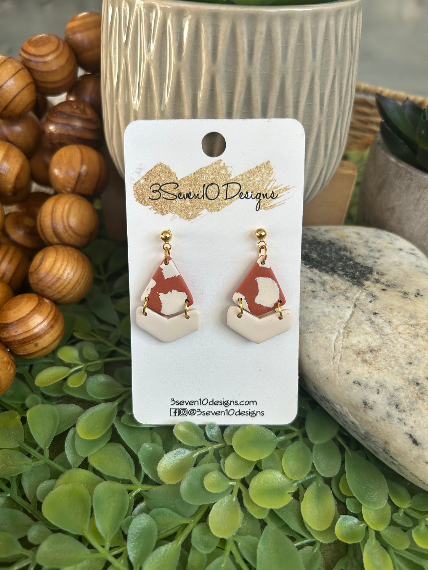 Burnt Orange & Cream Dangle