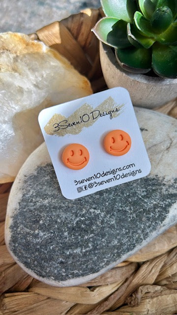 Orange Smiley Stud