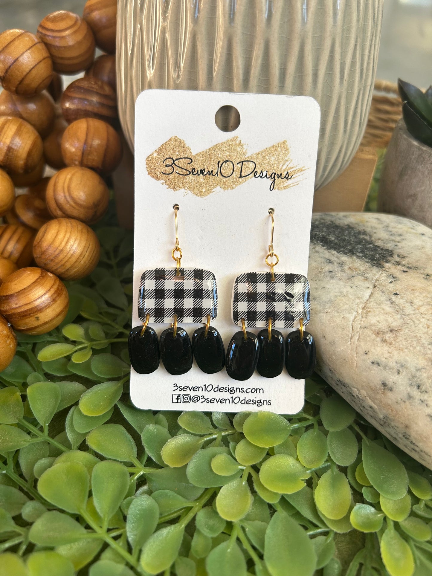 Black Plaid Dangle