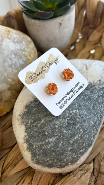 Orange Druzy Stud