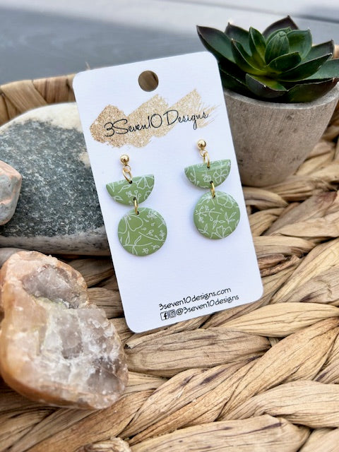 Green Floral Dangle